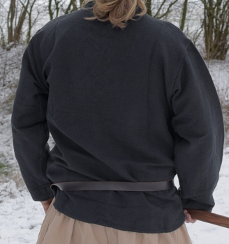 Preview: Schweres Mittelalterhemd, schnürbar, handgewebt - schwarz